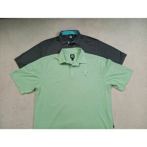 Lot Of 2 FootJoy Golf Polo Shirts Mens XL Lime Green LGCC 1899 Grey Striped